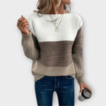 Clara - Tyylikäs kolmivärinen patchwork-neule – tuotekuva 2