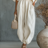 Ritva - Pellavapuku off-shoulder-housuilla